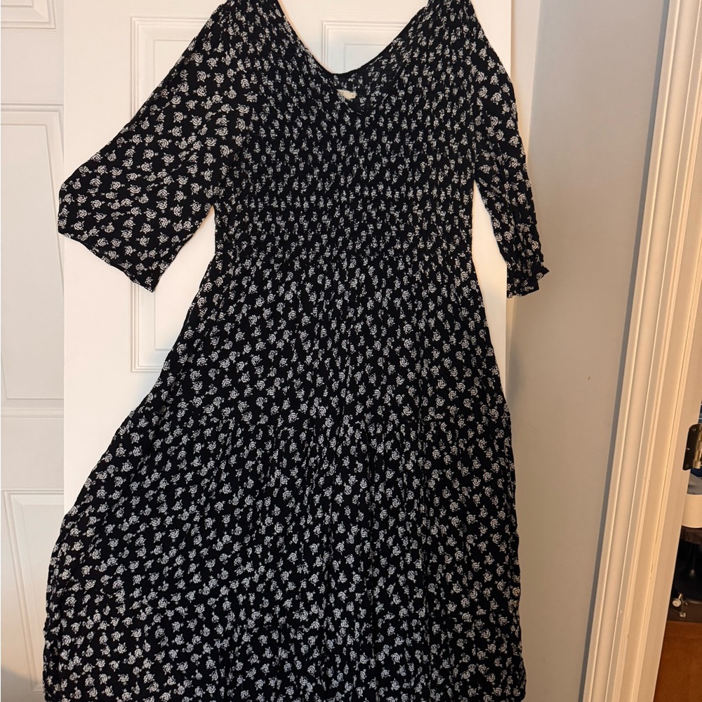 Christy Dawn Black and White Floral Long Sleeve Dress